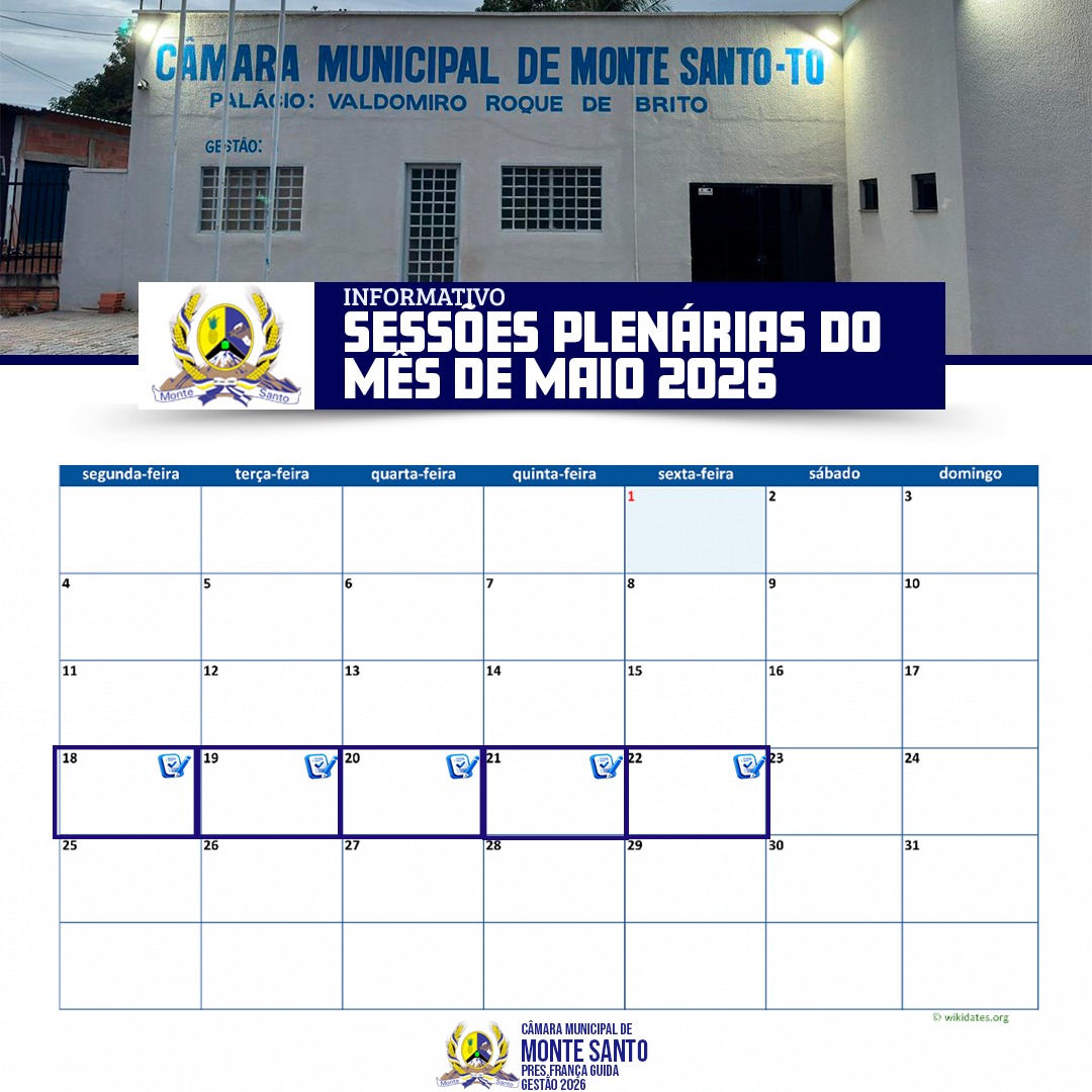 Sessões de Maio/2026